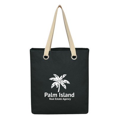 Cotton Canvas Tote Bag With Inside Pocket And Grommets