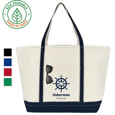 Heavy Duty Anchor 20 oz Canvas Boat Tote Bag | Beach Travel Daily Navy (24x15x8.5)