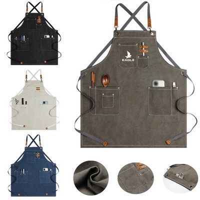 Adjustable 100% Cotton Work Apron Unisex With Modern Cross